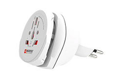 Univerzální cestovní adaptér UK, CH, IT, US, BRA, AUS -> (CZ, DE) -> CH, bílý, sada