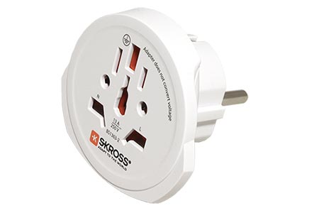 Univerzální cestovní adaptér UK, CH, IT, US, BRA, Austrálie -> (CZ, DE, FR), bílý
