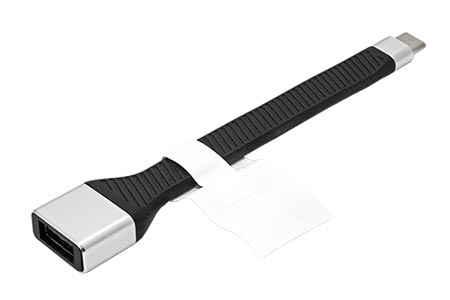 USB 10Gbps (3.2 gen 2) kabel, USB C(M) - USB3.0 A(F), OTG, silikonový, 11cm, černý