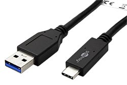USB 10Gbps (3.2 gen 2) kabel USB3.0 A(M) - USB C(M), PD 60W, 1m, černý