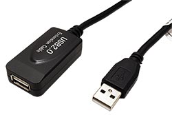 USB 2.0 aktivní prodlužovací kabel 10m, černý