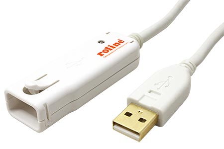 USB 2.0 aktivní prodlužovací kabel, 12m, bílý