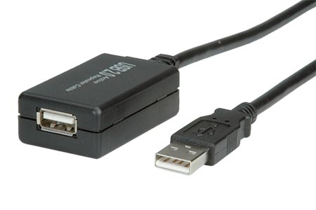 USB 2.0 aktivní prodlužovací kabel, 12m, černý