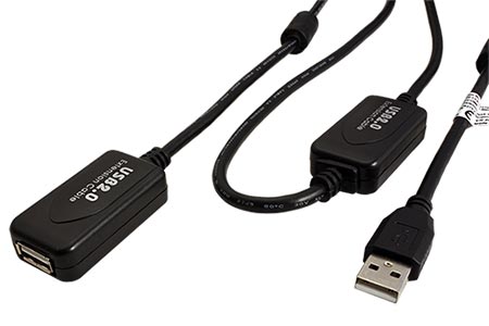 USB 2.0 aktivní prodlužovací kabel 15m, černý