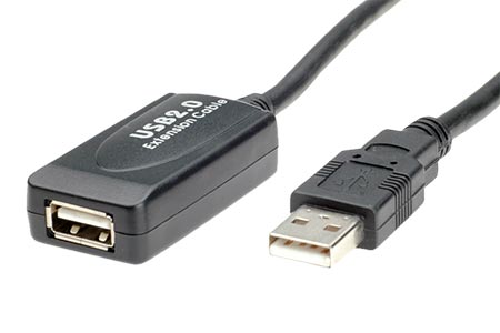 USB 2.0 aktivní prodlužovací kabel, 15m, černý