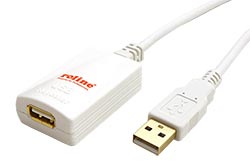 USB 2.0 aktivní prodlužovací kabel, 5m, bílý