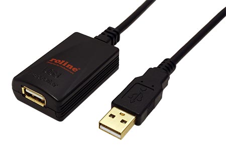 USB 2.0 aktivní prodlužovací kabel, 5m, černý