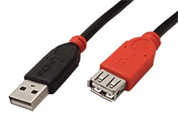 USB 2.0 aktivní prodlužovací kabel, slim, černý, 5m