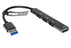 USB 2.0 Hub, 3x USB A(F) + 1x USB3.0 A(F), s kabelem 12cm