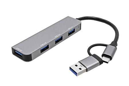 USB 2.0 hub + 5Gbps port, USB C(M) - 3x USB A(F) + USB3.0 A(F), redukce USB C(F) - USB3.0 A(M)