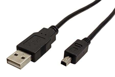 USB 2.0 kabel A - miniUSB, 4pin, Mitsumi 2m, černý