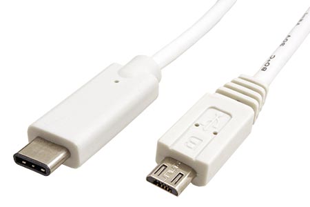 USB 2.0 kabel microUSB B(M) - USB C(M), 2m, bílý