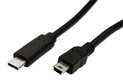 USB 2.0 kabel miniUSB 5pin B(M) - USB C(M), 3m, černý