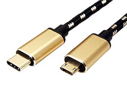 USB 2.0 kabel, oboustranný microUSB B(M) - USB C(M), 1,8m