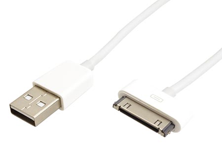 USB 2.0 kabel pro iPhone/iPod/iPad, 65cm, bílý