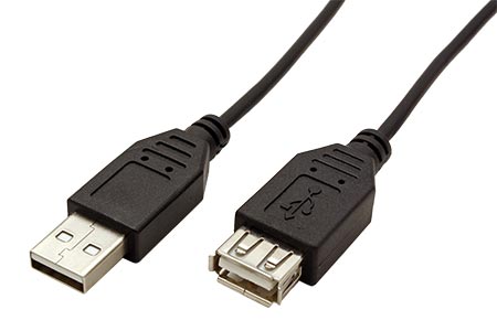 USB 2.0 kabel prodlužovací A-A, M-F, černý, 30cm