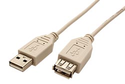 USB 2.0 kabel prodlužovací A-A, M-F, šedý,  5m