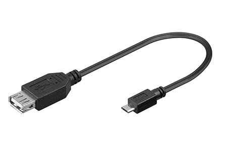 USB 2.0 kabel USB A(F) - microUSB B(M), 0,2m, černý