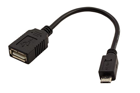 USB 2.0 kabel, USB A(F) - microUSB B(M), OTG, 0,15 m