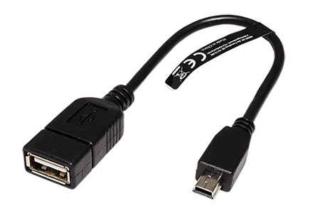 USB 2.0 kabel USB A(F) - miniUSB 5pin B(M), OTG, 0,2m