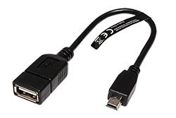 USB 2.0 kabel USB A(F) - miniUSB 5pin B(M), OTG, 0,2m