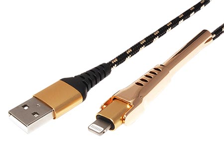 USB 2.0 kabel, USB A(M) - Lightning (M), s opěrkou, 1m
