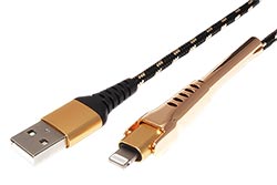 USB 2.0 kabel, USB A(M) - Lightning (M), s opěrkou, 1m