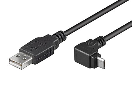 USB 2.0 kabel USB A(M) - micro USB B(M), 1,8m, lomený 90° dolů
