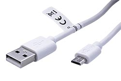 USB 2.0 kabel, USB A(M) - microUSB B(M), 0,5m, bílý