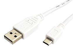 USB 2.0 kabel, USB A(M) - microUSB B(M), 1,8m, bílý