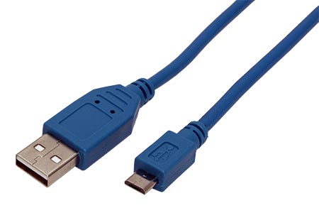 USB 2.0 kabel, USB A(M) - microUSB B(M), 1m, modrý