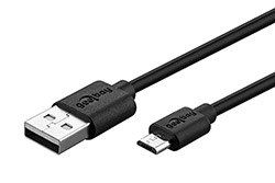 USB 2.0 kabel, USB A(M) - microUSB B(M), 2A, 10W, 1m