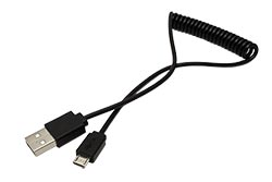 USB 2.0 kabel, USB A(M) - microUSB B(M), kroucený, 1m, černý