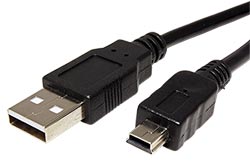 USB 2.0 kabel USB A(M) - miniUSB 5pin B(M), 15cm, černý