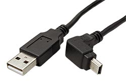 USB 2.0 kabel USB A(M) - miniUSB 5pin B(M), 1m, lomený dolů