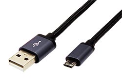 USB 2.0 kabel, USB A(M) - oboustranný microUSB B(M), 0,8m