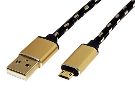 USB 2.0 kabel, USB A(M) - oboustranný microUSB B(M), 1,8m