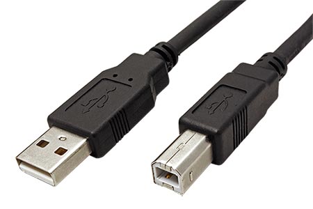 USB 2.0 kabel USB A(M) - USB B(M), TPE, černý, 0,8m