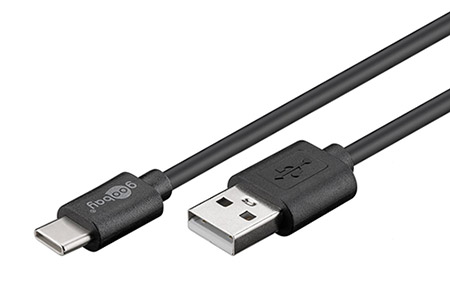 USB 2.0 kabel, USB A(M) - USB C(M), 1,8m, černý