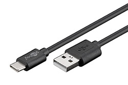 USB 2.0 kabel, USB A(M) - USB C(M), 1,8m, černý