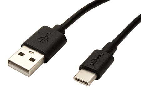 USB 2.0 kabel, USB A(M) - USB C(M), 1m, černý