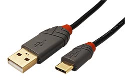 USB 2.0 kabel, USB A(M) - USB C(M), Anthra Line, 0,5m, černý