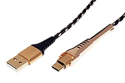 USB 2.0 kabel, USB A(M) - USB C(M), s opěrkou, 1m