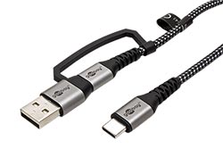 USB 2.0 kabel USB C(M) + USB A(M) - USB C(M), 60W, 3m