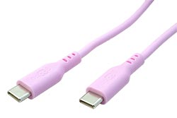 USB 2.0 kabel USB C(M) - USB C(M), silikon, 60W, 1,5m, růžový