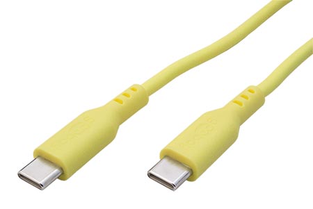 USB 2.0 kabel USB C(M) - USB C(M), silikon, 60W, 1,5m, žlutý