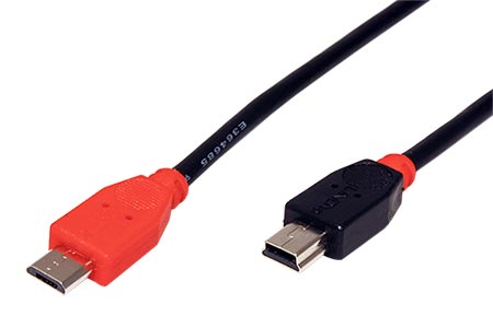 USB 2.0 OTG kabel microUSB B(M) - miniUSB B(M), 1m
