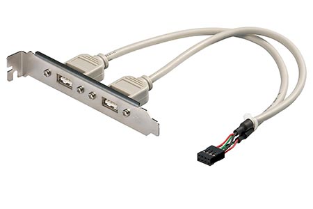 USB 2.0 záslepka, 2x USB A konektor, 25cm, 1 x 8pin, antiparalelní zapojení