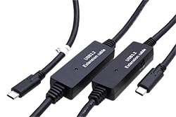 USB 5Gbps aktivní kabel USB C(M) - USB C(M), 10m, černý