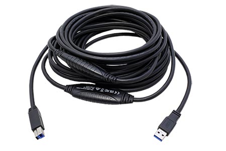 USB 5Gbps aktivní kabel USB3.0 A(M) - USB3.0 B(M), 10m, černý
